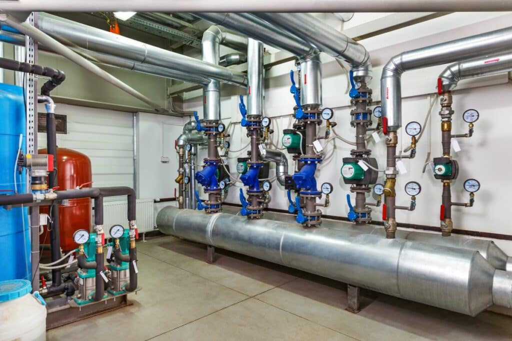 Boiler room for commercial plumbing