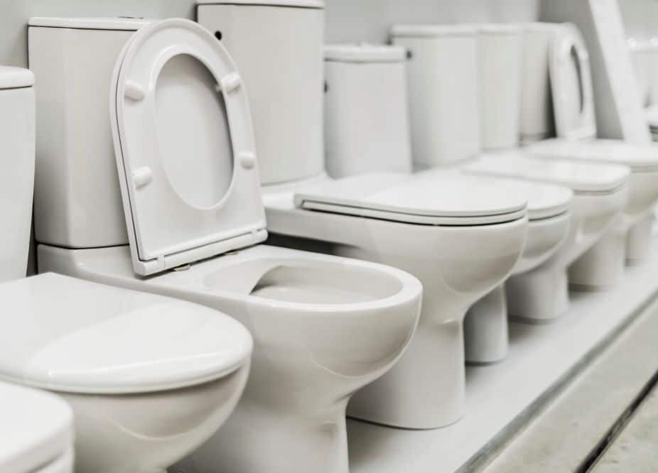 row of toilets in hardware store