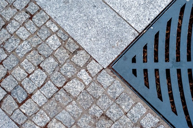 drain with stone paving